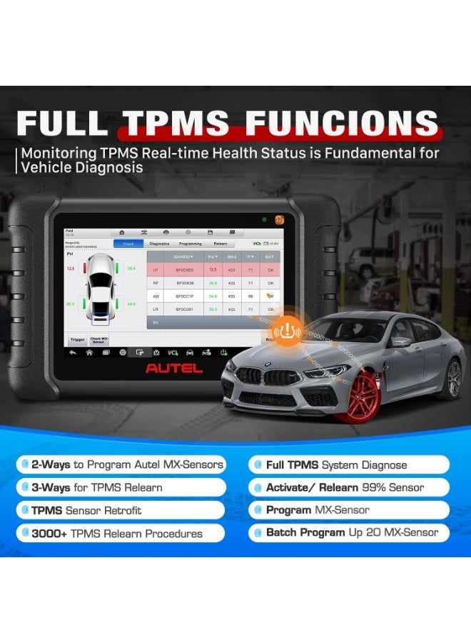 أوتل جهاز فحص سيارات أوتيل Autel MaxiCheck MX808 S TS لفحص جميع أنظمة السيارة مع برمجة حساسات الإطارات TPMS - Image 4